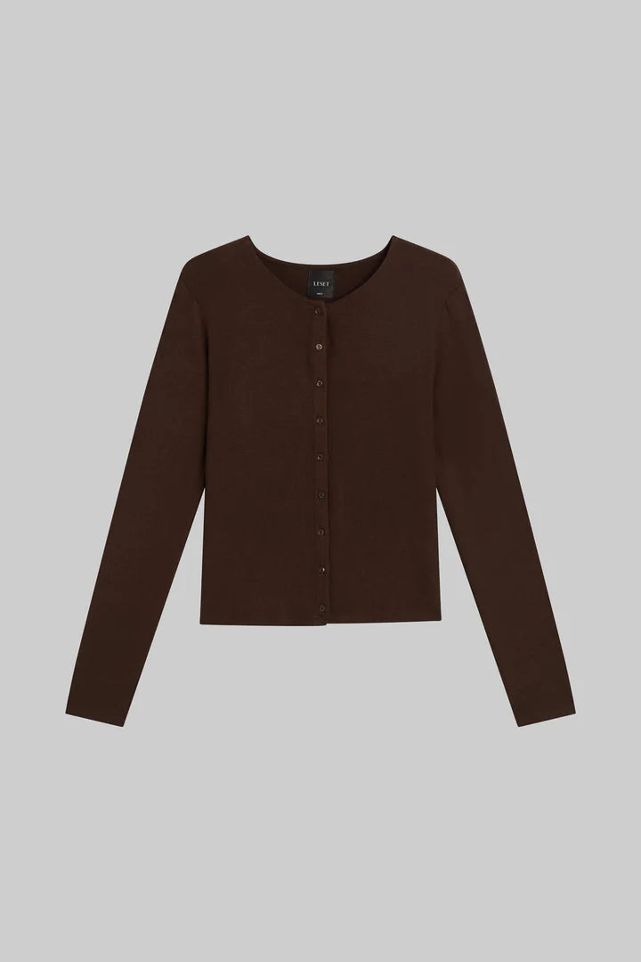 LESET | LAUREN CLASSIC CARDIGAN CHOCOLATE