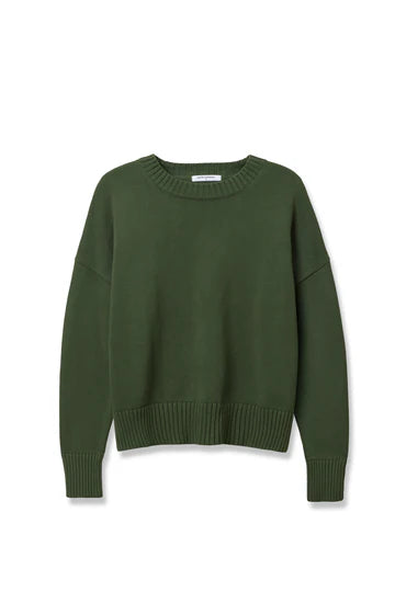 PERFECT WHITE TEE | JANET COTTON SWEATER FERN GREEN