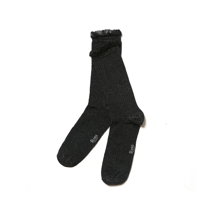 STEMS | SOFT RUFFLE METALLIC SOCKS BLACK