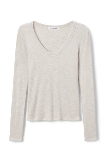 PERFECT WHITE TEE | BRUSHED WAFFLE LS U NECK TEE ASH