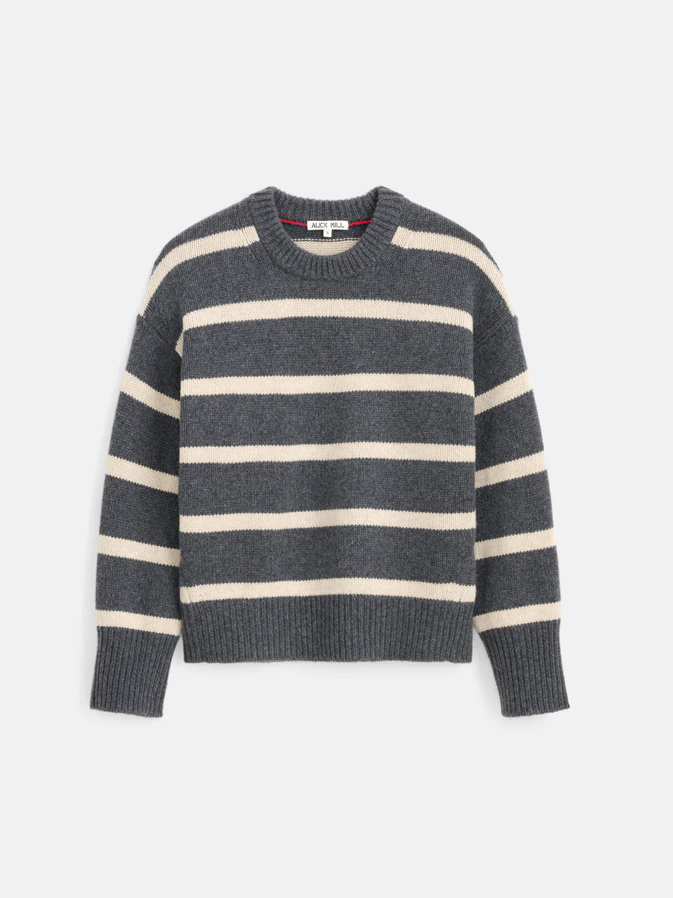 ALEX MILL | STRIPED NOTTINGHILL SWEATER STORM GREY/WISHBONE