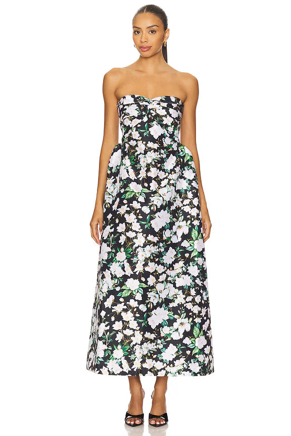 KIKA VARGAS | ROSE DRESS BLACK PANSY TAFFETA