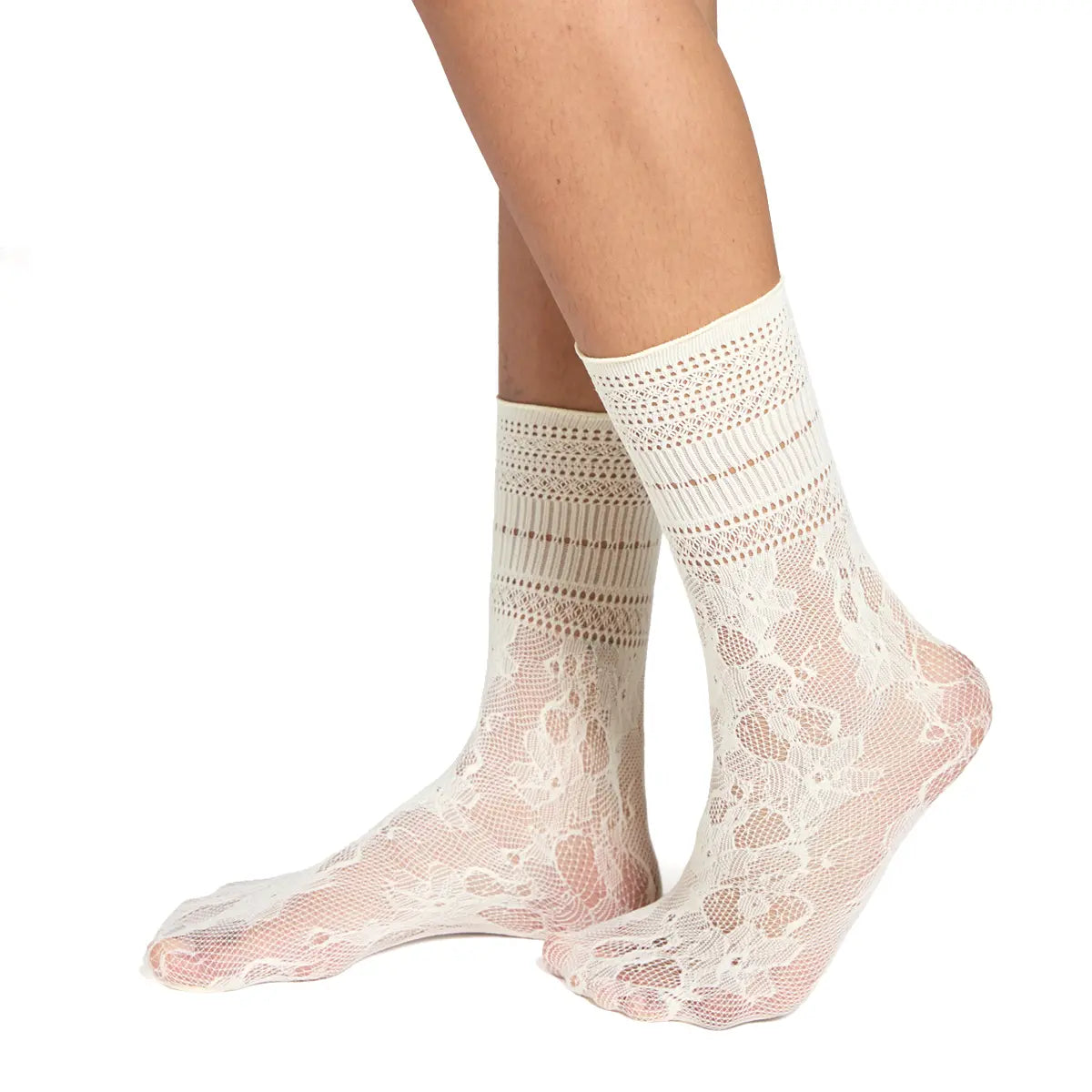 STEMS | PEONY LACE CREW SOCKS OFF WHITE