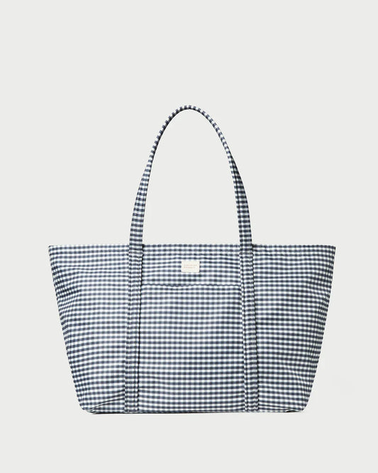 LOEFFLER RANDALL |DINA TRAVEL TOTE BLACK AND WHITE GINGHAM