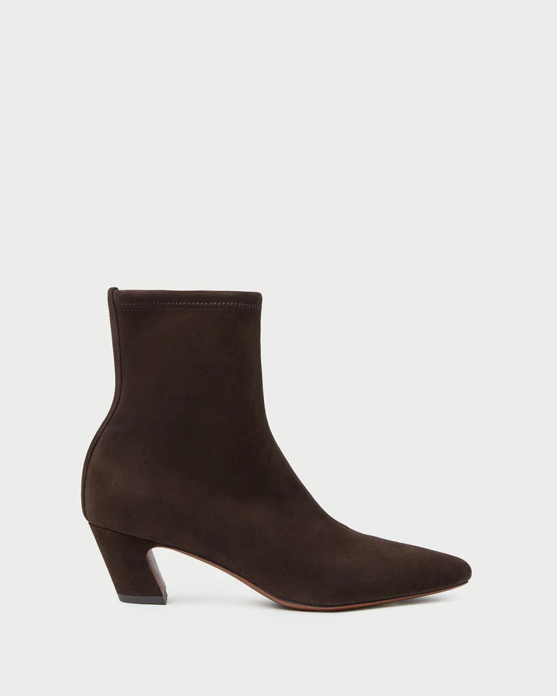 LOEFFLER RANDALL | DORIA BROWN SUEDE KICKED HEEL ANKLE BOOT