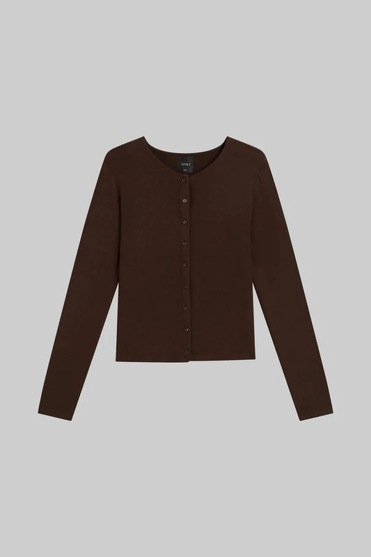 LESET | LAUREN CLASSIC CARDIGAN CHOCOLATE