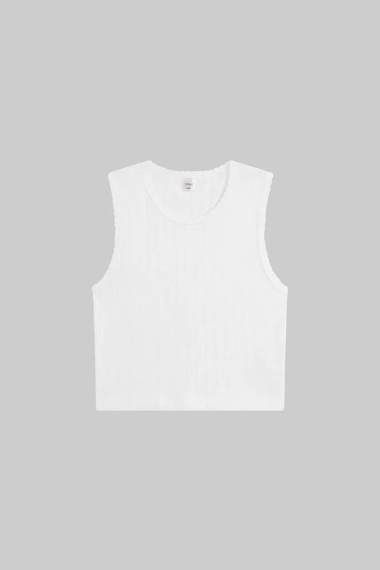 LESET | POINTELLE SLEEVELESS TANK WHITE