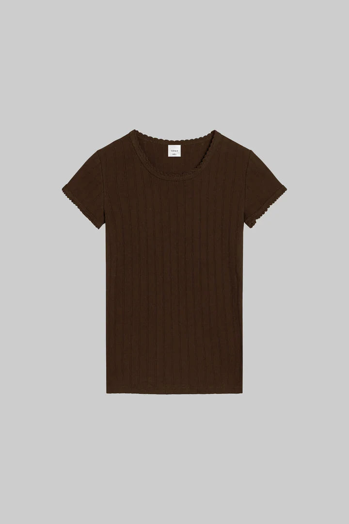 LESET | POINTELLE SLIM FIT TEE CHOCO