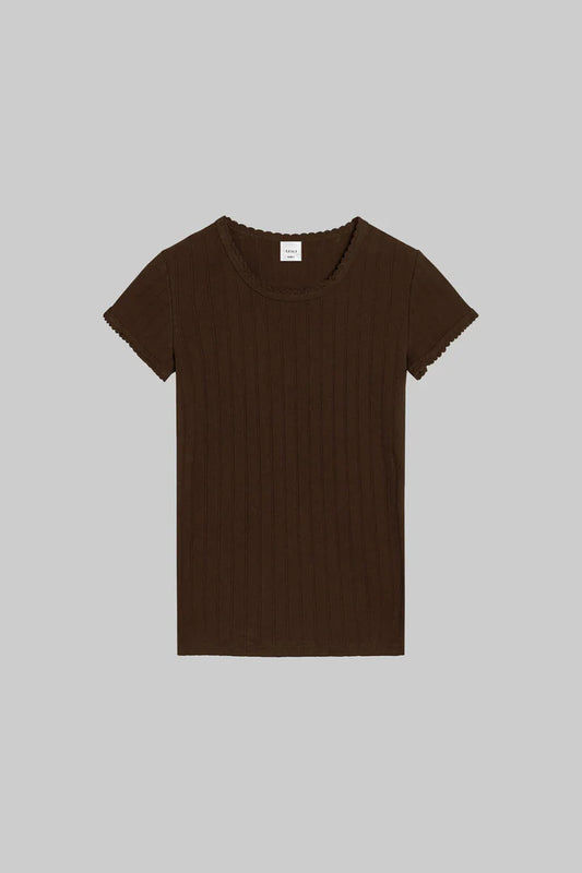 LESET | POINTELLE SLIM FIT TEE CHOCO