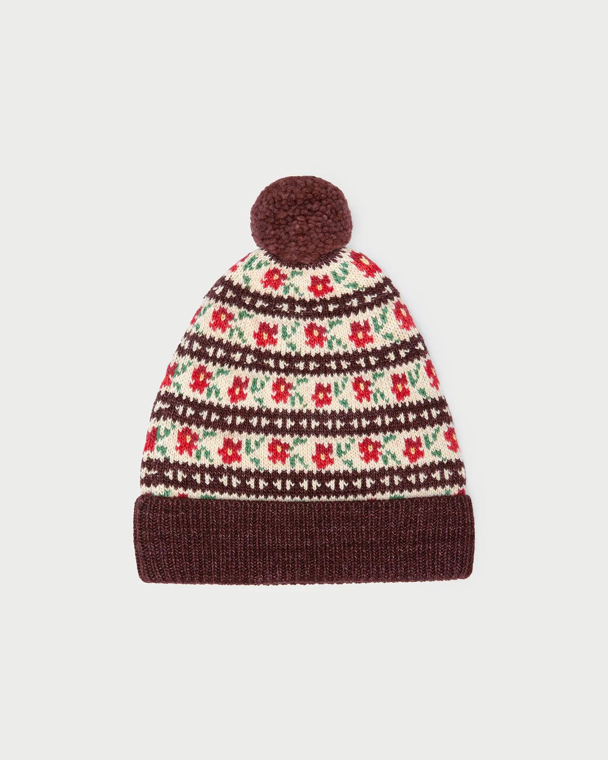 LOEFFLER RANDALL | MACELYN INTARSIA BEANIE BROWN FLORAL