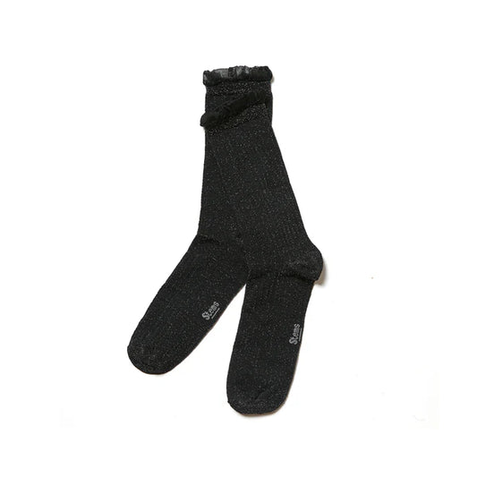 STEMS | SOFT RUFFLE METALLIC SOCKS BLACK