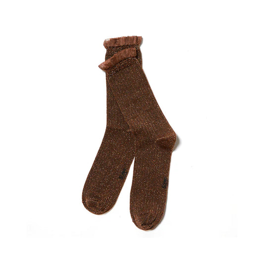 STEMS | SOFT RUFFLE METALLIC SOCKS COPPER