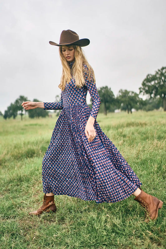 HUNTER BELL | SABINE DRESS AUTUMN FLEUR NAVY