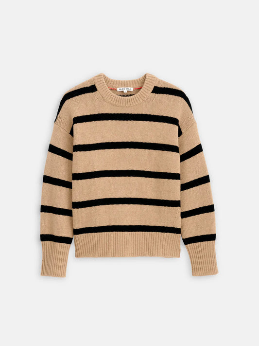 ALEX MILL | STRIPED NOTTINGHILL SWEATER CAMEL/BLACK